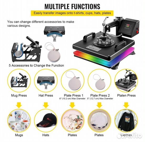 Термопресс для сублимации 5 в 1, Новый