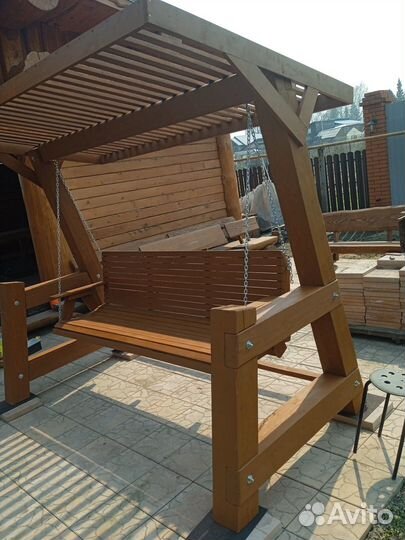 Качели садовые деревянные