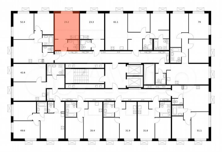 Квартира-студия, 23,2 м², 16/17 эт.