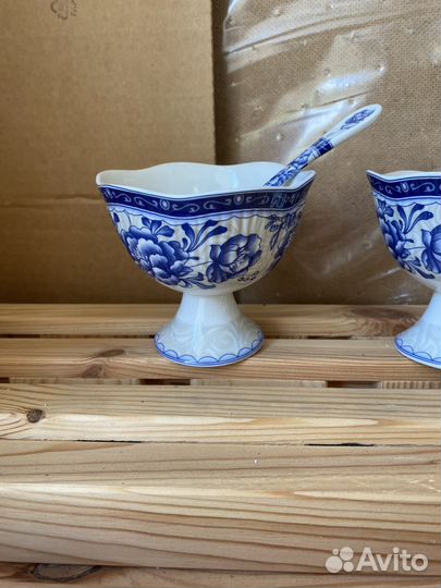 Креманки фарфоровые с ложками Япония винтаж 70е