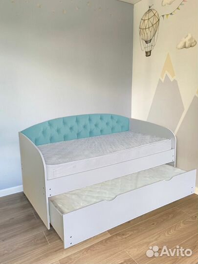 Кровать 2е спальное мягк спинка от 2х лет лдсп