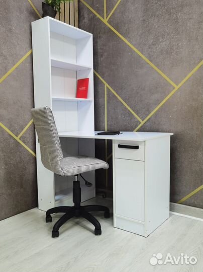 Стол письменный Лена спл-2 (Белый/Белый глянец)