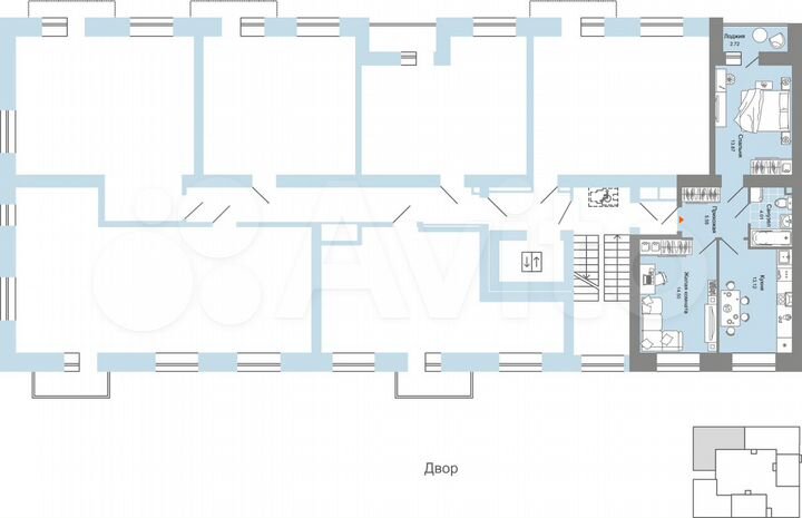 2-к. квартира, 52 м², 2/9 эт.