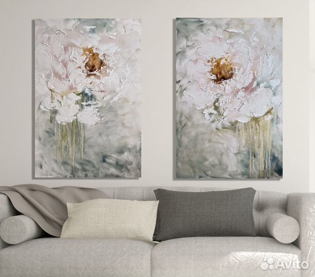 Белая Интерьерная Картина Большая Светлая картина