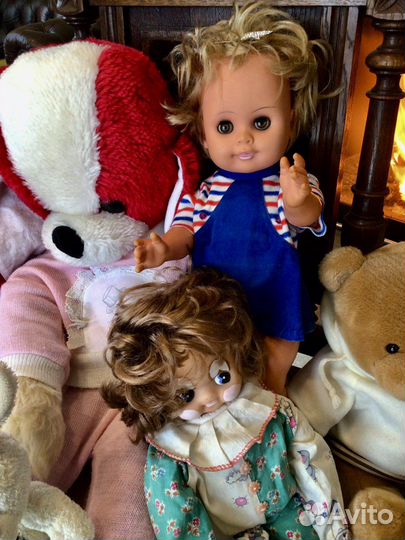 Кукла винтажная и собака гдр, медведи
