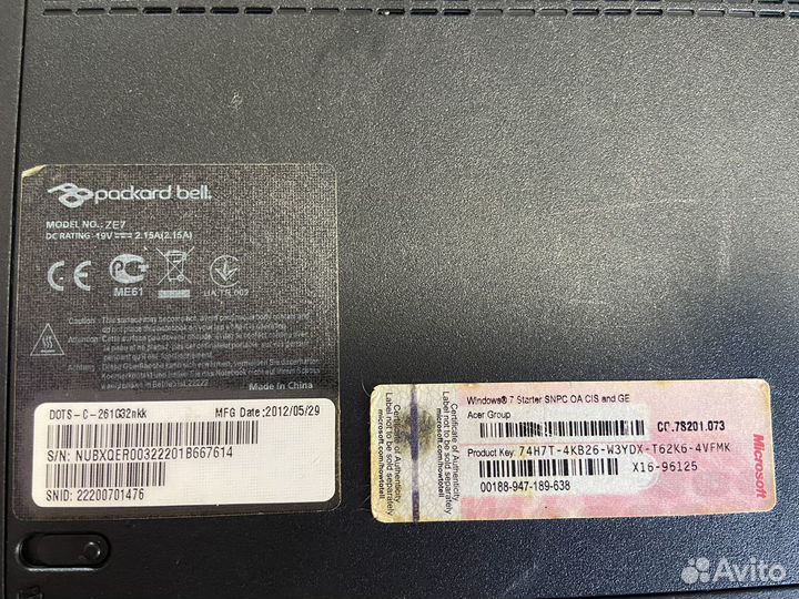 Packard Bell ze7 нетбук