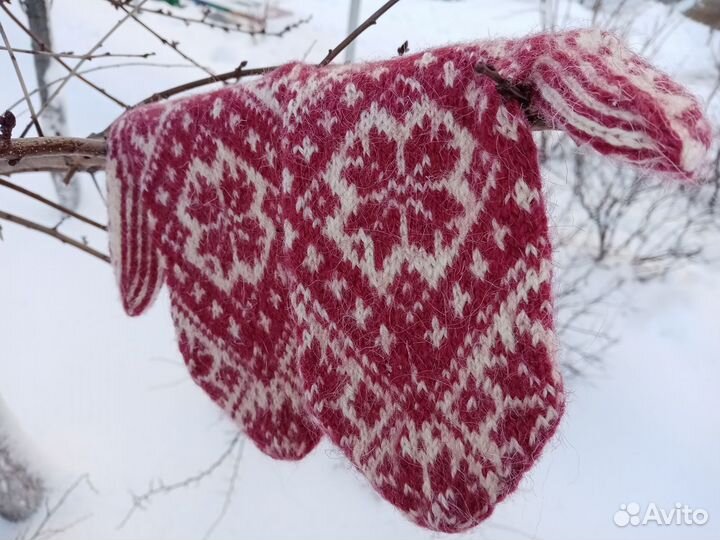 Варежки натуральная шерсть