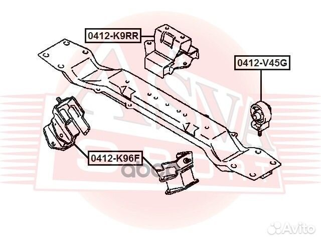 Опора двигателя задняя зад прав 0412K9RR asva