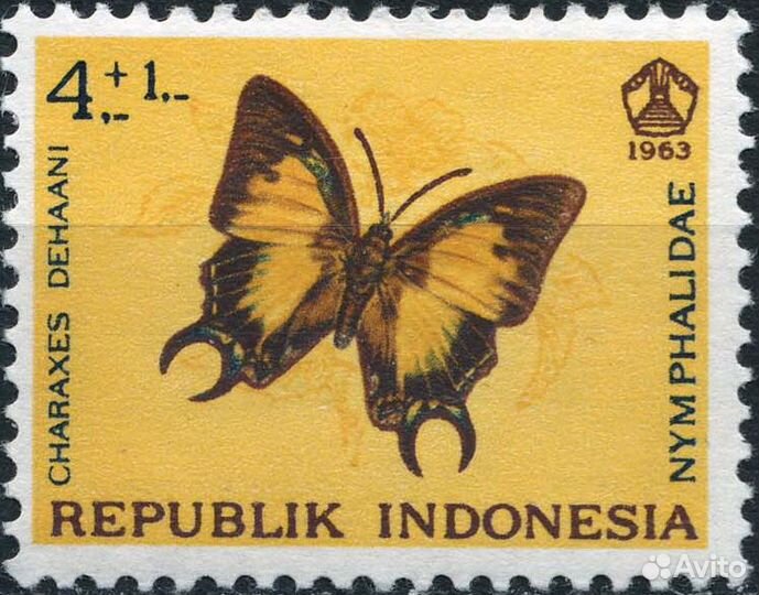 Марки Бабочки. Индонезия 1963 г