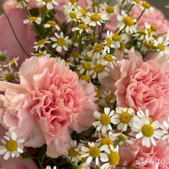 Букет из диантуса и ромашки