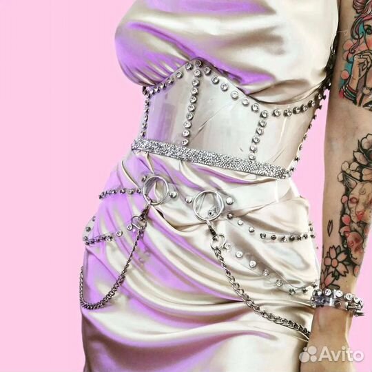 Cтразовая прозрачная портупея белье из винила gogo