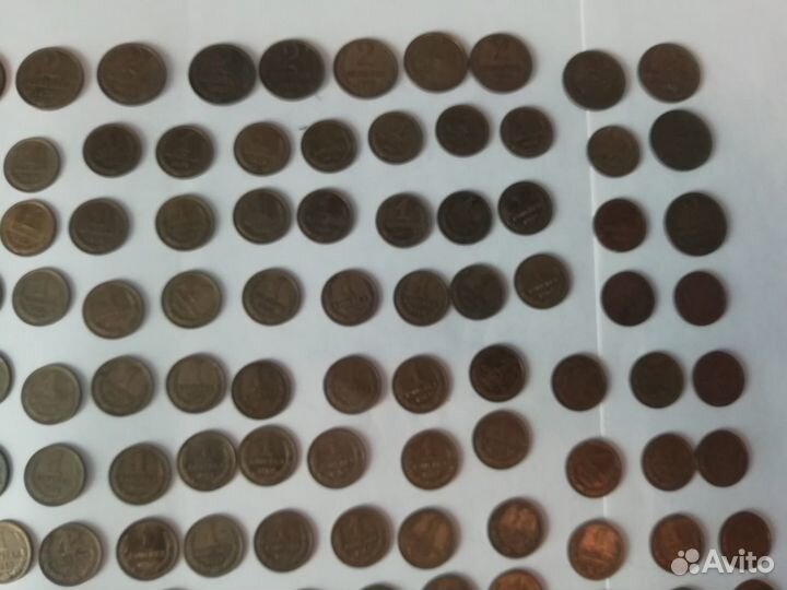 Монеты 1 копейка СССР. 2 копейки СССР