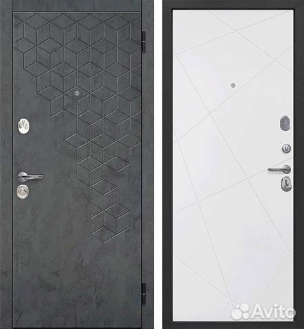 Дверь входная 9 см Феникс Линии Велюр белый софт