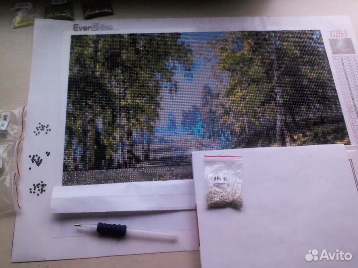 Алмазная мозаика 40*50 природа, мельница, осень