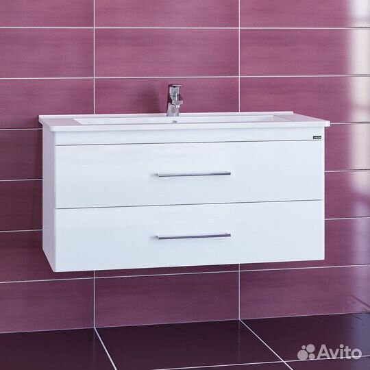 Тумба с раковиной санта Вегас 105 подвесная, 2 ящи