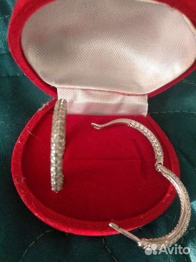 Серьги кольца серебро с фианитами