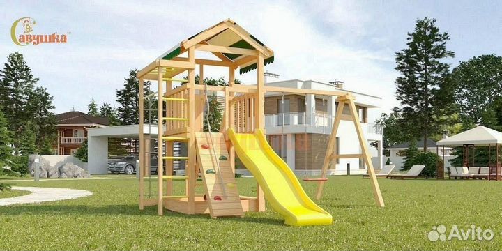 Детский игровой комплекс качели песочница
