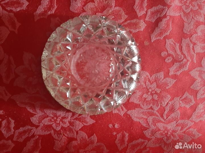 Хрустальная ваза (орешница) с мельхиоровым ободком