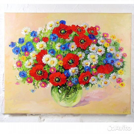 Живопись Цветы Картина Маслом Холст 40х50 см Букет