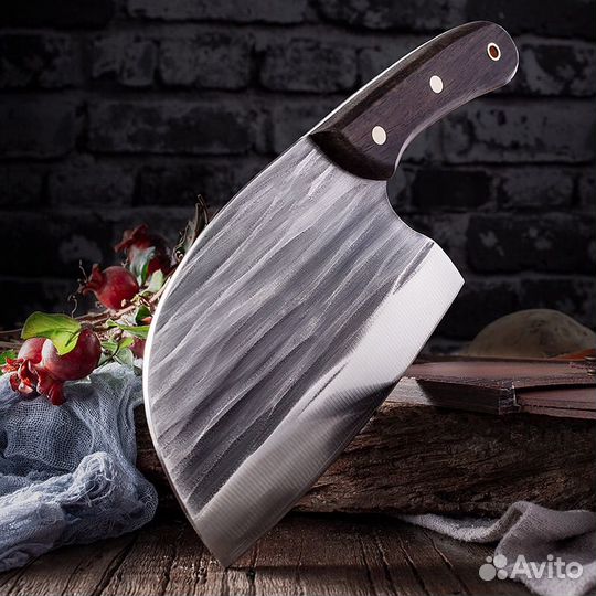 Нож кухонных для мяса, сербская тяпка с чехлом