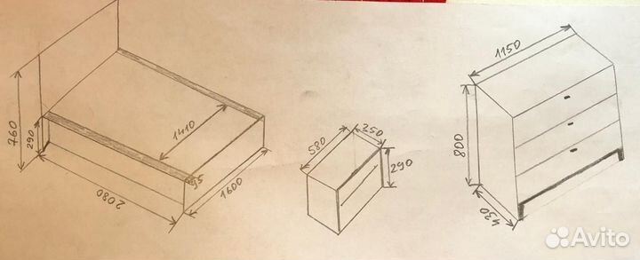 Тумба,кровать, комод