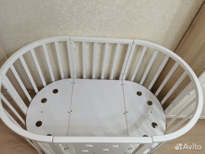 Овальная кроватка Mika Nori Луна 7 в 1 маятник