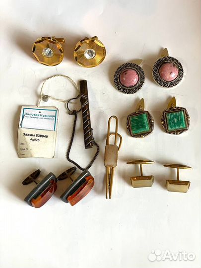 Запонки зажимы значки стопки СССР набор