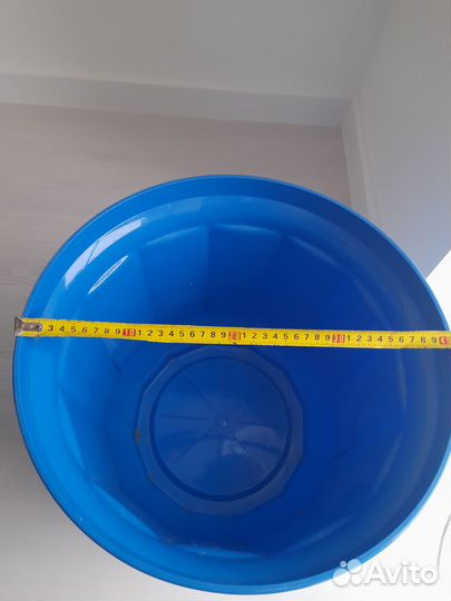 Кашпо напольное синее, диаметр 40 см