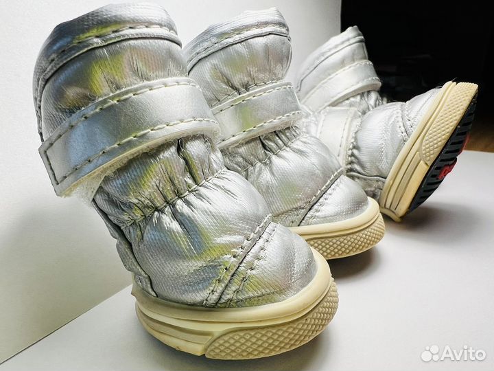 Ботинки-дутики для собак (2/М)серебряный (унисекс)