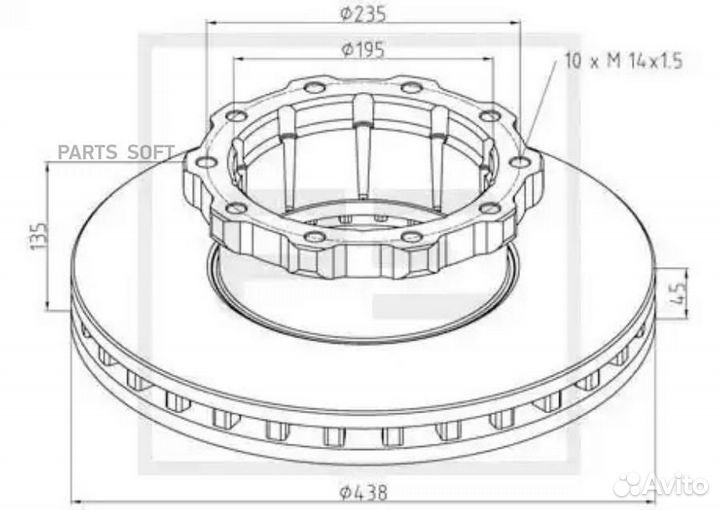 PE automotive 01628400A 016.284-00A диск торм 438