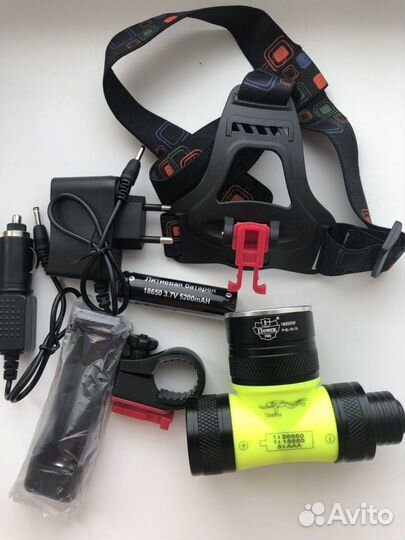 Фонарь для дайвинга налобный желтый, белый свет