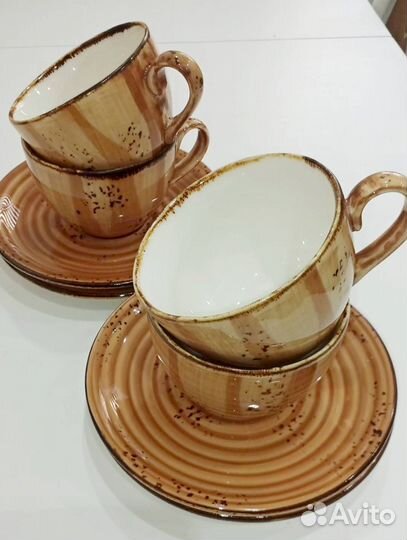 Кружки 220 мл, набор 4 чайные пары новые