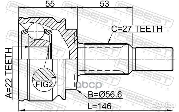 ШРУС наружный 22X56.6X27 renault kangoo 2008