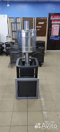 Печь для бани Варвара каменка+Бак труба 55л