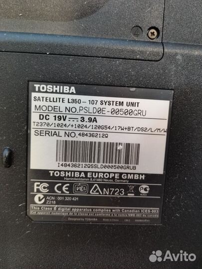 Ноутбук тошиба на запчасти