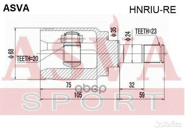 Шрус внутренний зад прав/лев hnriure asva
