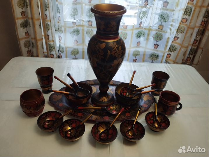 Набор деревянной декоративной посуды 