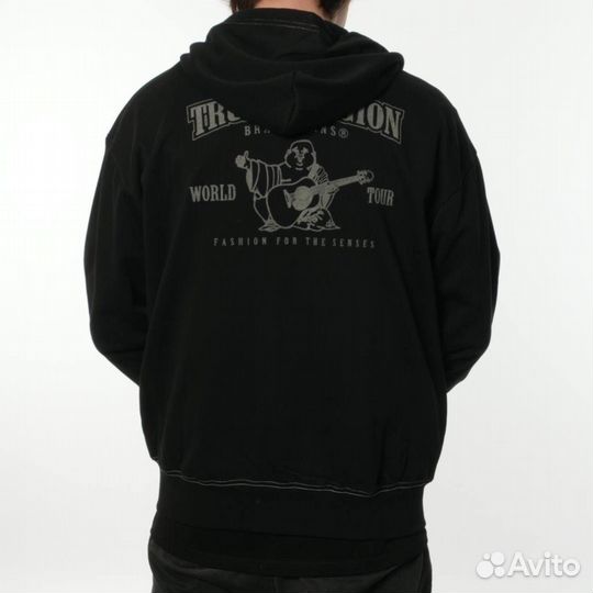 Зип худи True Religion черно-серое