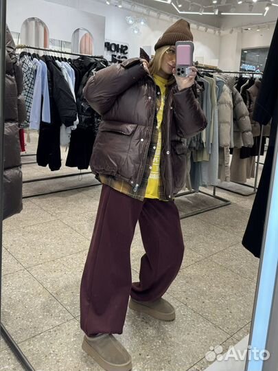 Пуховик женский зимний с накладными карманами