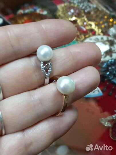 Серебряные кольца 925 проба жемчуг