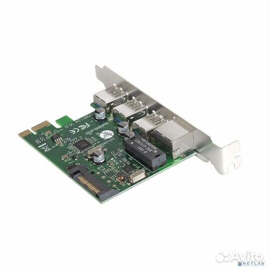 Exegate EX283714RUS Контроллер сетевой EXE-361 PCI-E 2.0, 3*USB3.0 ext + LAN UTP 1000Mbps, раз.доп.п