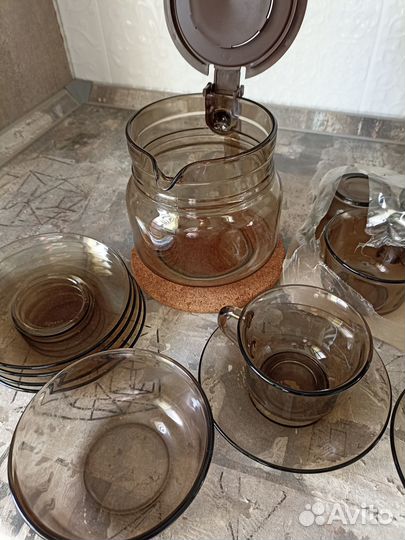 Чайный кофейный сервис из огнеупорного стекла