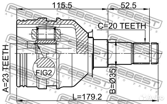 Шрус внутренний toyota corolla E15 0111-ZZT250