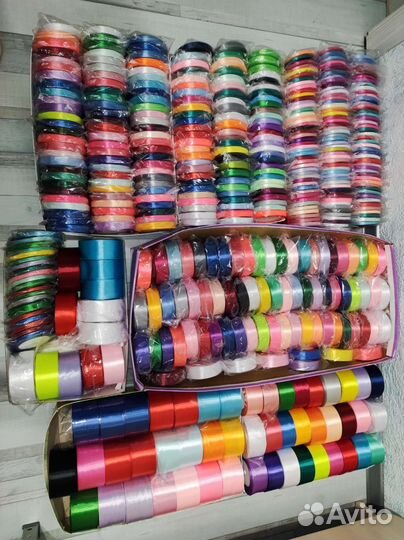 Атласные ленты подарочные рулонами для бантов