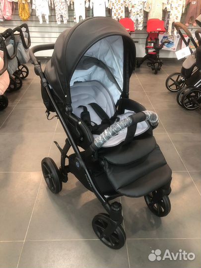 Коляска 2 в 1 Tutis Nanni 2023 Ecco Кожа Черный