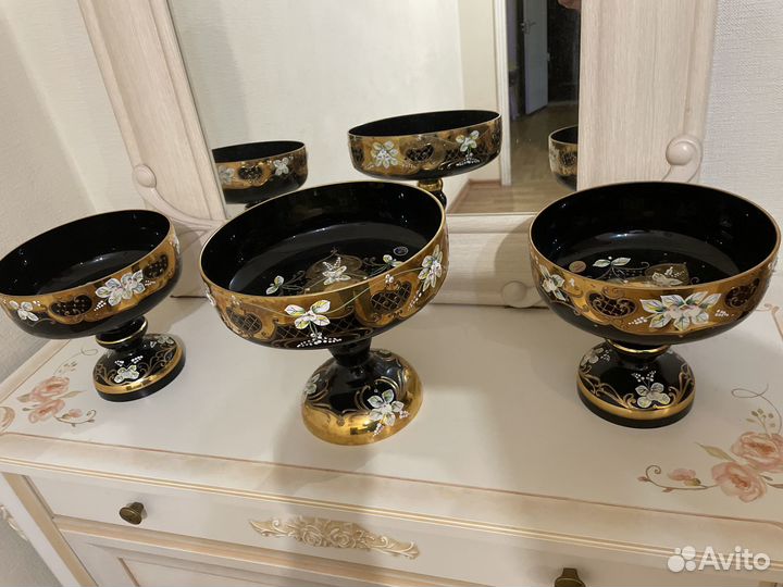 Ваза для фруктов,стекло-чешская богема