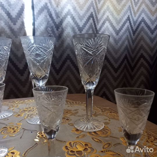 Хрустальные фужеры бокалы СССР и рюмки на ножке