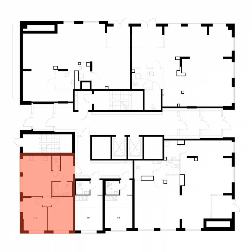 2-к. квартира, 51,6 м², 1/17 эт.