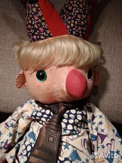 Петрушка 30-х г., старинная мягкая игрушка