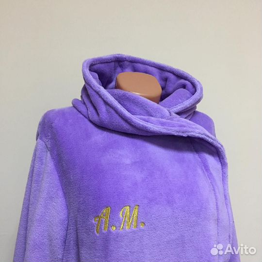 Плюшевый халат с именной вышивкой на заказ